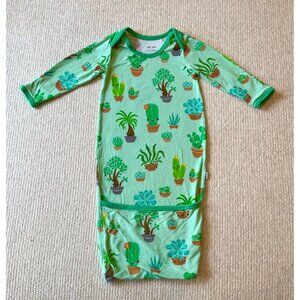 Little Sleepies Succulent Love Baby Gown Size Newborn Bamboo Material Green